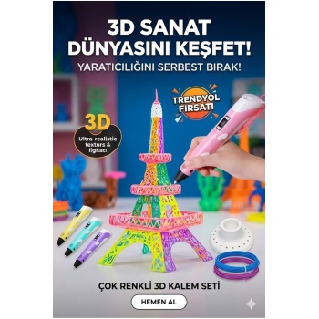® Yeni Ürün 3D Kalem Seti (PEMBEİ) Dijital Göstergeli + 3 Renk Filament Hediyeli Eğitici Yazıcı ABS/PLA Uyumlu